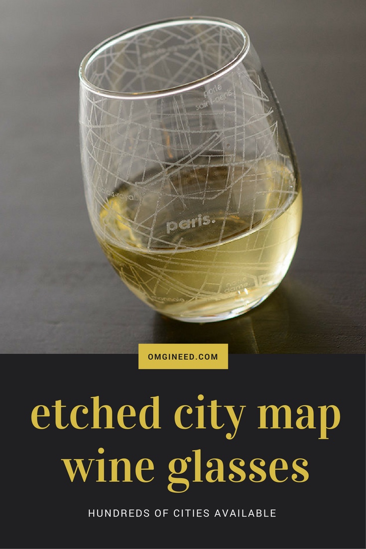 Etched City Map Stemless Wine Glasses