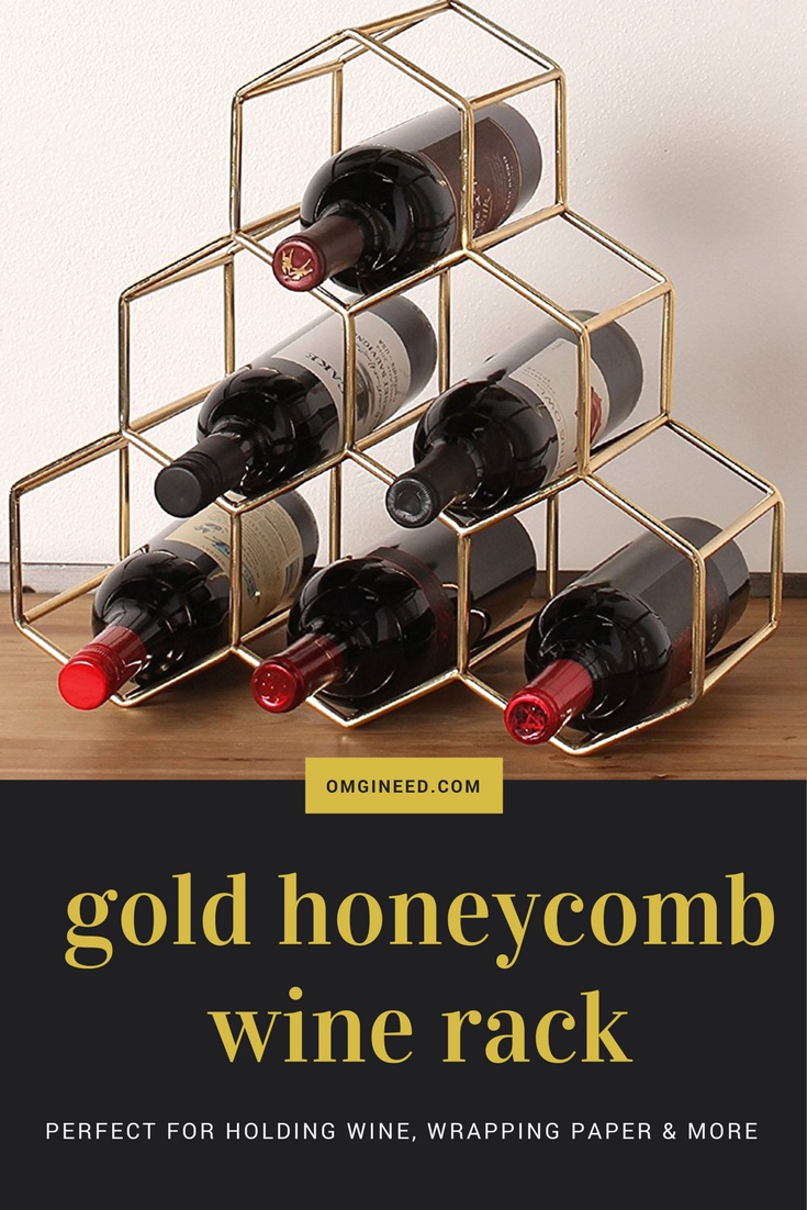Gold Honeycomb Wine Rack