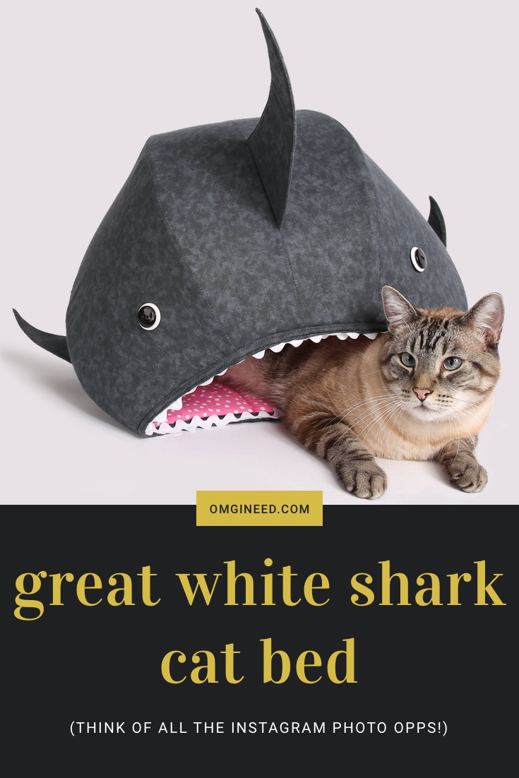 Great White Shark Cat Bed | Funny Novelty Cat Bed