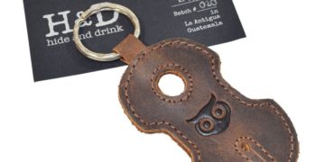 Rustic Handmade Leather Key Chain and Earbud Wrap