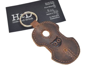 Rustic Handmade Leather Key Chain and Earbud Wrap