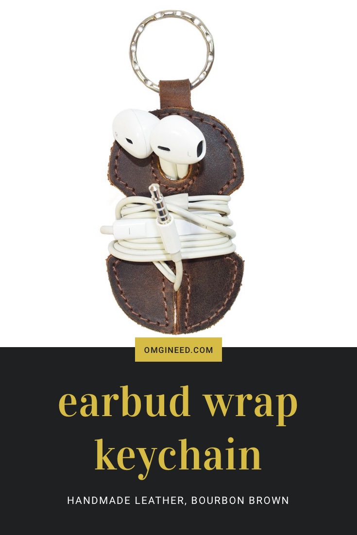 Rustic Handmade Leather Key Chain and Earbud Wrap