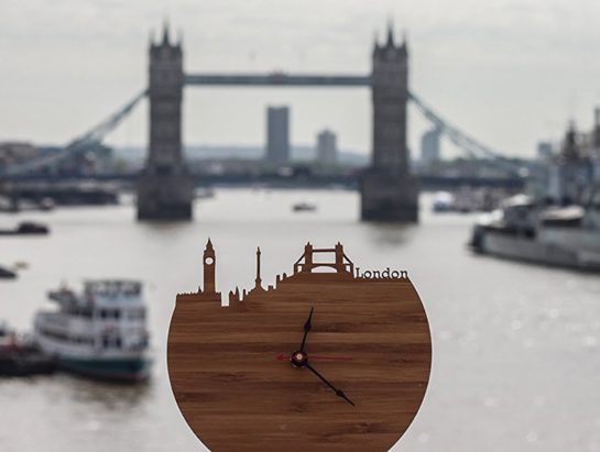 Handmade Wooden London Skyline Clock