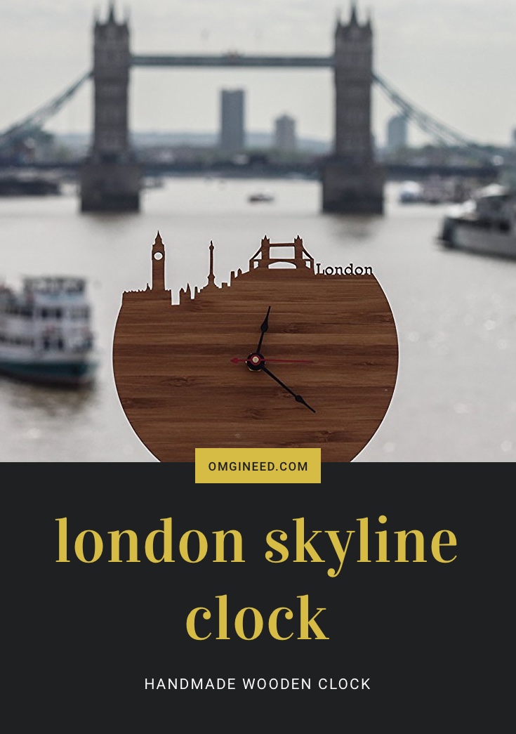 Handmade Wooden London Skyline Clock