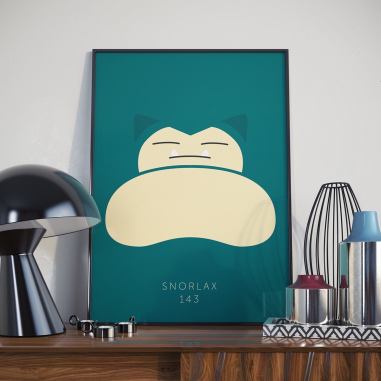 Minimalist Snorlax Pokemon Print