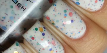 Oh Splat White Glitter Nail Polish with Rainbow Sparkles