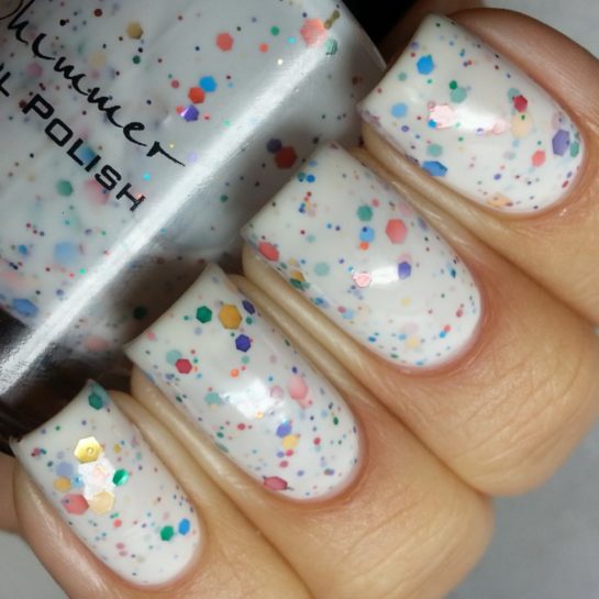 Oh Splat White Glitter Nail Polish with Rainbow Sparkles